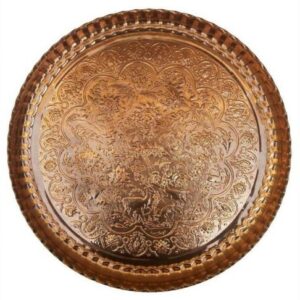 Traditional Copper Serving Tray – Hand Embossed Floral Design 56cm