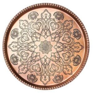 Traditional Copper Serving Tray – Hand Hammered Floral Design 619