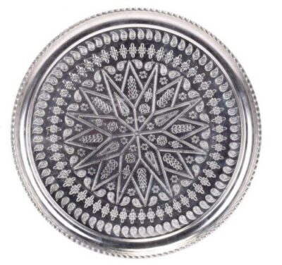 Traditional Copper Serving Tray - Hand Hammered Geometric Design 960