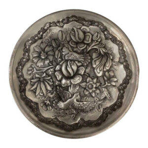 Persian Decorative Copper Engraved Wall Plate Flowers & Birds