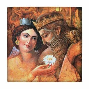Decorative Persian Framed Ceramic Tile – Miniature wk164