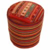 Authentic Persian Kilim Ottoman Pouf - Round Red Kilim 51153