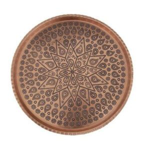 Traditional Copper Serving Tray – Hand Hammered Geometric Design 040