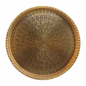 Traditional Copper Serving Tray – Hand Hammered Geometric Design 08
