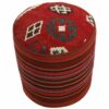 Authentic Persian Kilim Ottoman Pouf - Round Red Kilim H107