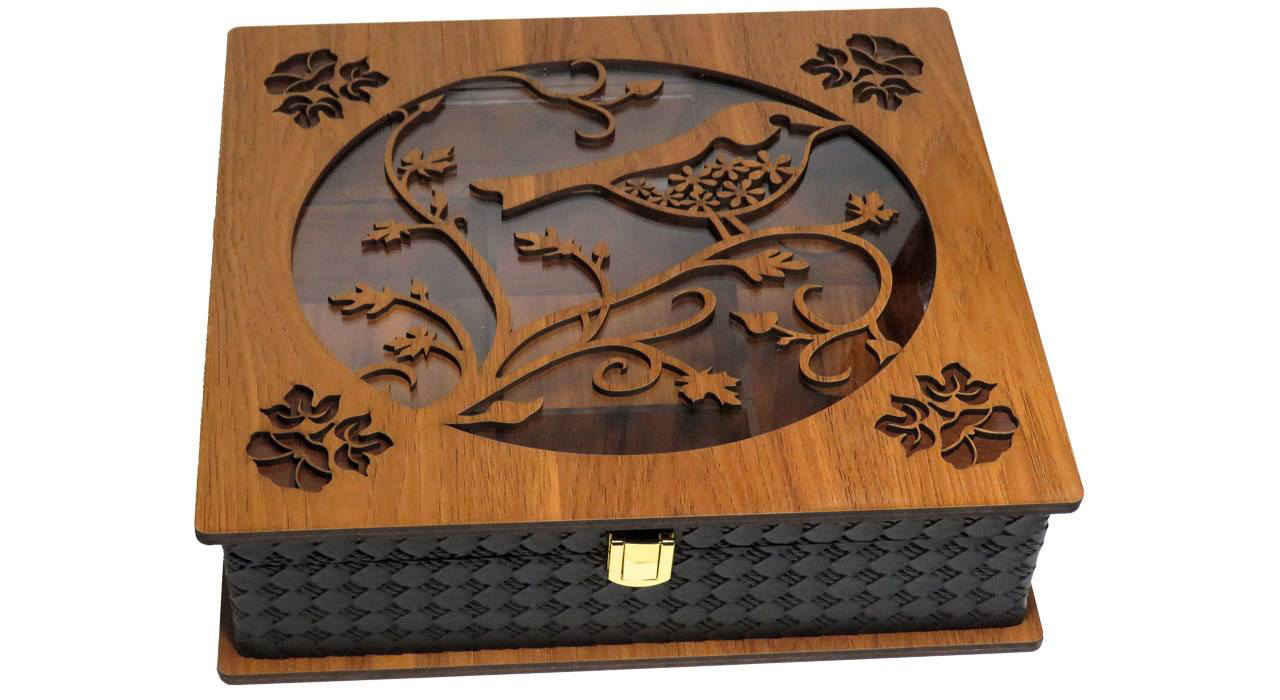 Persian-Inspired Termeh Wooden Tea Chest Organizer