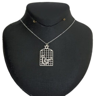 Persian Silver Pendant Necklace - Morgh Amin Bird, Minimalist Design
