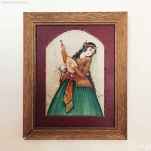 Original Persian Safavid Art Painting: Acrylic on Leather – Khatoon