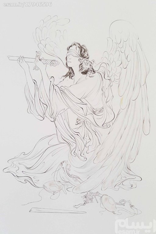 Original Persian Miniature Art Painting: Watercolor – Justice Angel