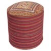 Authentic Persian Kilim Ottoman Pouf - Round Red Tribal AP405