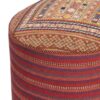 Authentic Persian Kilim Ottoman Pouf - Round Red Tribal AP405