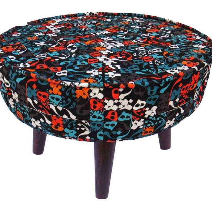 Eclectic Velvet Footstool & Cushions Set Inspired by Persian Art
