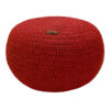 Modern Round Knitted Pouf - Vibrant Red Cotton