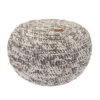 Modern Round Knitted Pouf - Minimalist Gray Cotton