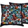 Eclectic Velvet Footstool & Cushions Set Inspired by Persian Art