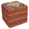 Authentic Persian Kilim Ottoman Pouf - Round Red Tribal AP406