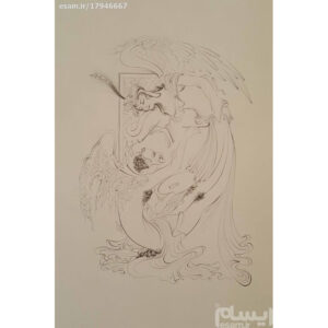 Original Persian Miniature Art Painting: Watercolor – Angel and Demon