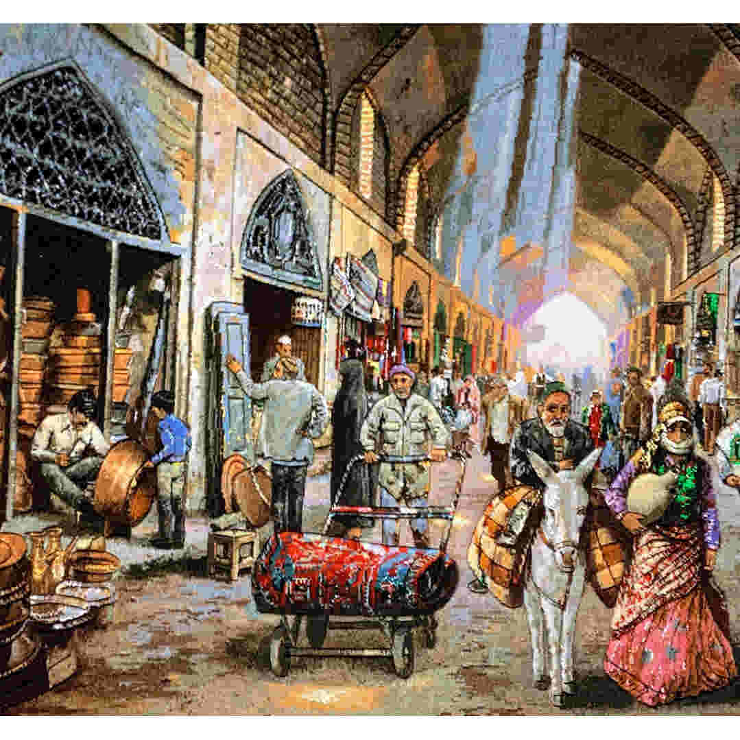Hand-Knotted Persian Pictorial Rug – Tabriz Coppersmiths Bazaar