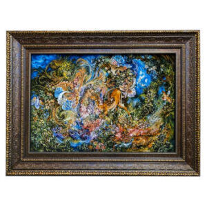 Hand-Knotted Persian Pictorial Rug – Tabriz Hasti Miniature
