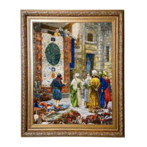 Hand-Knotted Persian Pictorial Rug – Tabriz Bazaar Cairo Scene