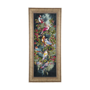 Hand-Knotted Persian Pictorial Rug – Tabriz Red Birds & Flowers