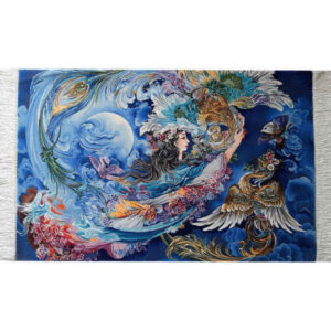 Hand-Knotted Persian Pictorial Rug – Tabriz Delnavaz Miniature