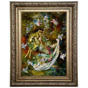 Hand-Knotted Persian Pictorial Rug – Tabriz Ahu Miniature Design