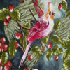 Hand-Knotted Persian Pictorial Rug - Tabriz Red Birds & Flowers