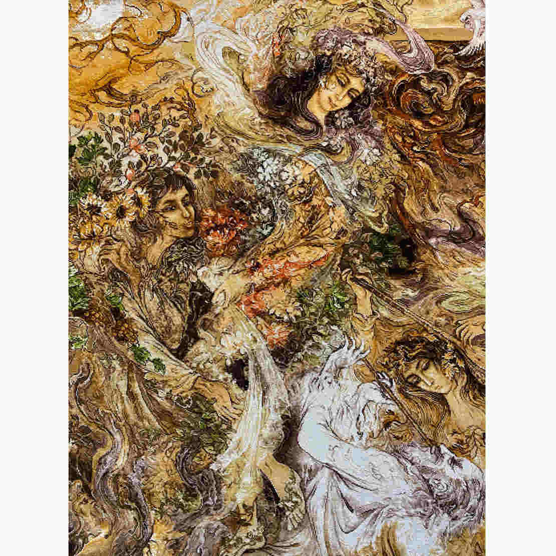 Hand-Knotted Persian Pictorial Rug – Tabriz Traditional Miniature