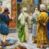 Hand-Knotted Persian Pictorial Rug - Tabriz Bazaar Cairo Scene