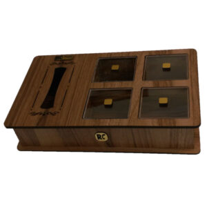 Arsi Wooden Tea Box & Tissue Holder Set – Elegant Organizer Duo