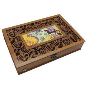 Miniature Art-Inspired Persian Wooden Tea Organizer Chest