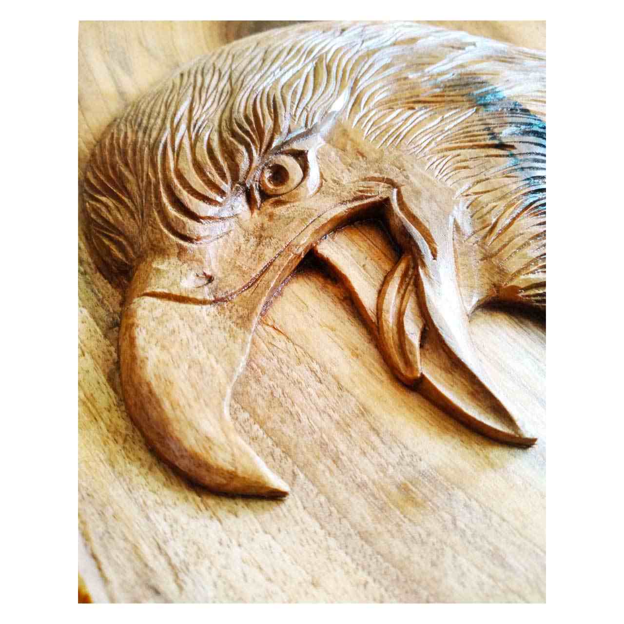 Framed Wood Carved Art Animal Themed Eagle