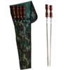Set of Six Steel Skewers with Wooden Handle & Cover for Kebab and Grilling