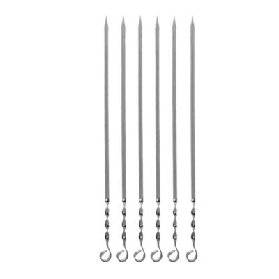 Set of Six Flat & Twisted Skewers (50 cm) for Chicken Kebab and Grilling