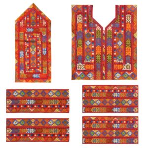 Handmade Balochi Embroidered Dress Panel – Classic Red