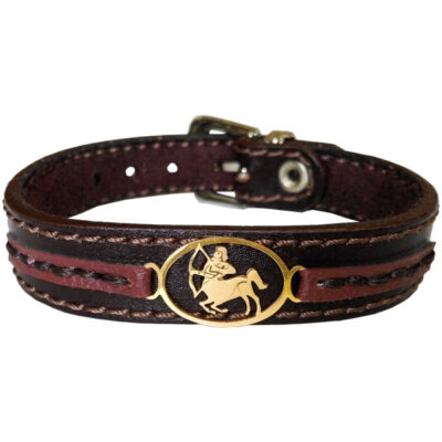 Persian Genuine Leather Bracelet with Azar Zodiac Symbol – Persian Zodiac Jewelry