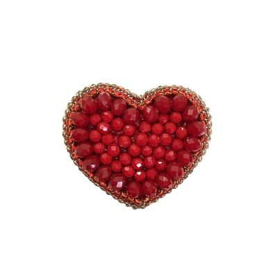 Heart Fabric Beaded Brooch – Handmade Feminine Design