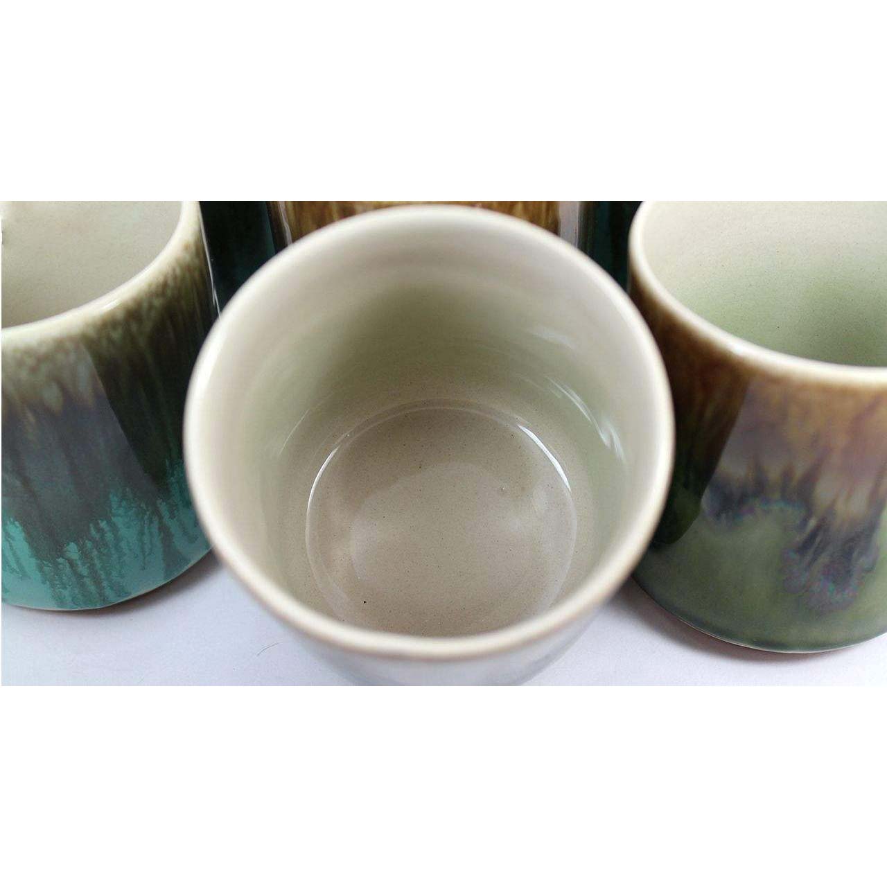Artistic Ceramic Mug – Set of 6 with Drip Glaze Pattern, Bird Model