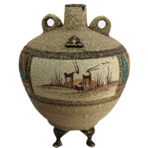 Handcrafted Decorative Persian Pottery Vase with an Ancient Art Motif, Perfect for Displaying Single Stems