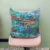 Persian Calligraphy Velvet Cushion Covers Blue (Set of 2)