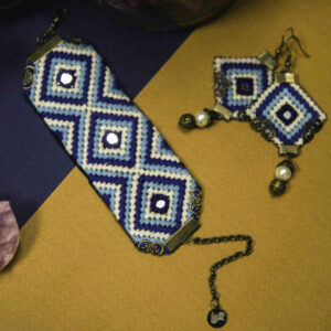 Persian Embroidered Bracelet & Earrings Set Atra