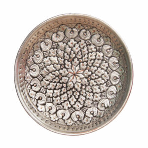 Decorative Copper Tray Hand-Engraved with Persian Artisanal Floral