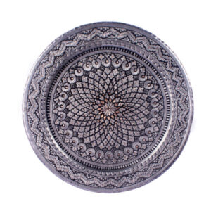 Decorative Copper Tray Hand-Engraved with Persian Artisanal Sun