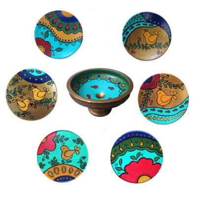 Elegant Pottery Haft-sin Set for Nowruz Persian New Year Flower