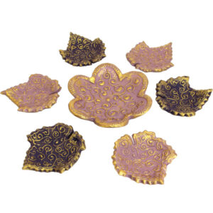 Elegant Pottery Haft-sin Set for Nowruz Persian New Year Leaf