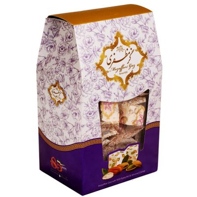 Mozaffari Persian Gaz Nougat – Pistachio & Almond with Traditional Rosewater Aroma and Rich Nutty Flavor – 200g (4x)