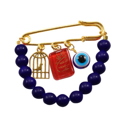 Evil Eye Chain Metal Safety Pin Brooch – Minimalist Amulet Design