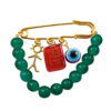 Evil Eye Safety Pin Brooch with Chain – Protection Charm