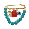 Evil Eye Safety Pin Brooch with Chain – Protection Charm